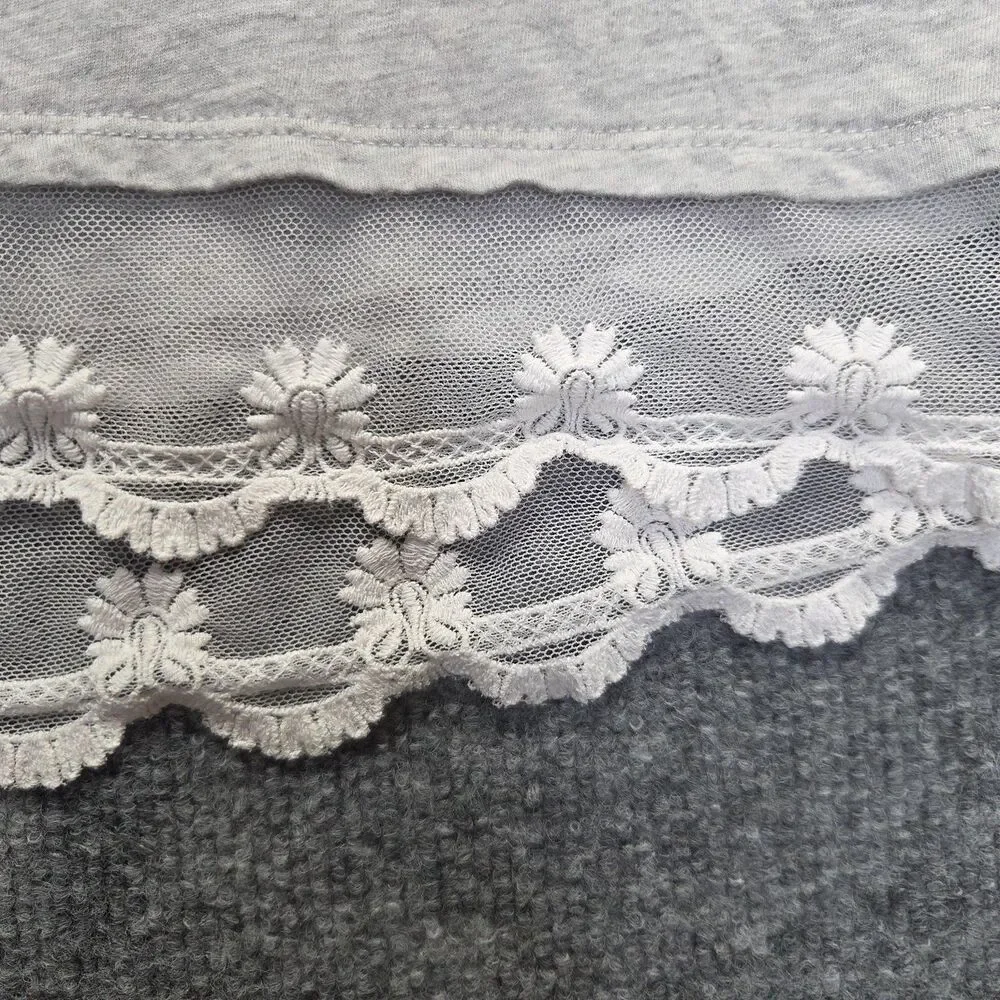 L.A. Hearts Tank Top Womens XS Gray Halter Embroidered Lace Hem Jersey
